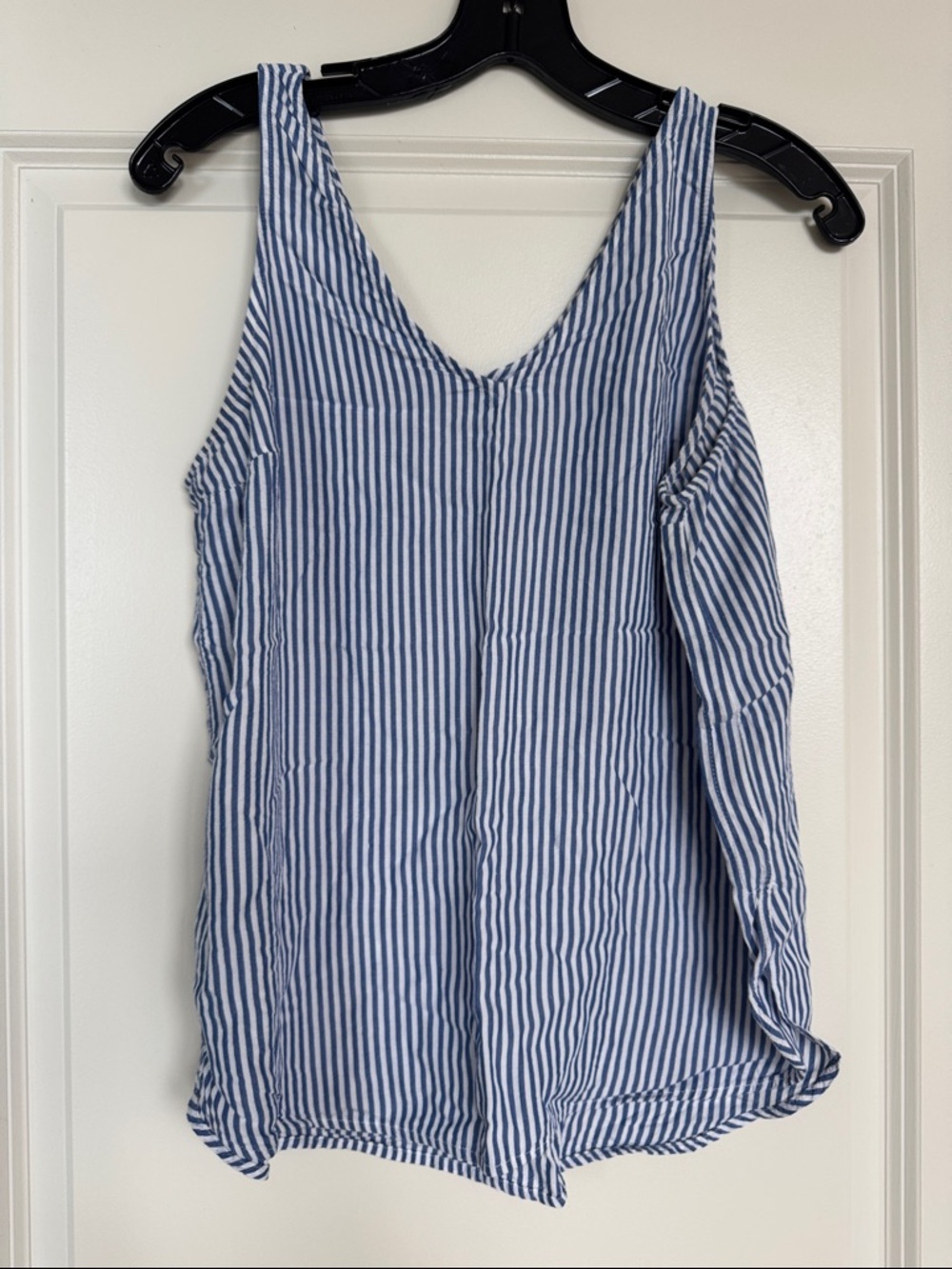 Old Navy Blue and White Striped V-Neck Tank Top